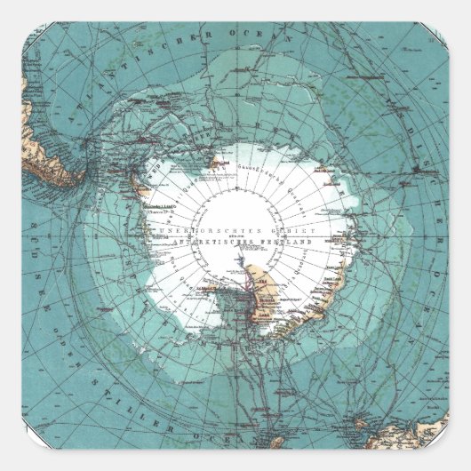 Kaart van de Zuidpool Vierkante Sticker (Voorkant)