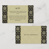 Kaart van de zwarte en ivoren Damask-opvangtabel Plaatskaartje (Voorkant / Achterkant)