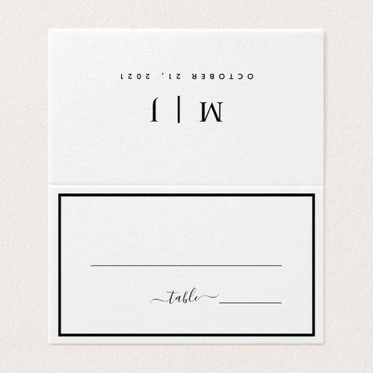 Kaart van de zwarte en witte minimalistische wedta (Buitenkant ongevouwen)