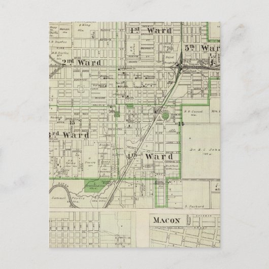 Kaart van Decatur City, Sullivan en Macon (Voorkant)