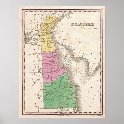  kaart van Delaware (1827) Poster (Voorkant)