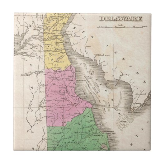 kaart van Delaware (1827) Tegeltje (Voorkant)