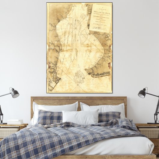 Kaart van Delaware Bay, Delaware (1779) Canvas Afdruk (Insitu (Slaapkamer))
