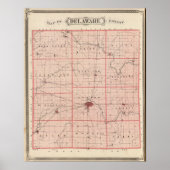 Kaart van Delaware County Poster (Voorkant)