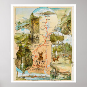 kaart van Delaware en Hudson Poster