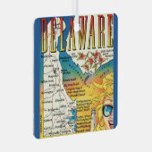 kaart van Delaware Metalen Ornament (Voorkant Rechts)