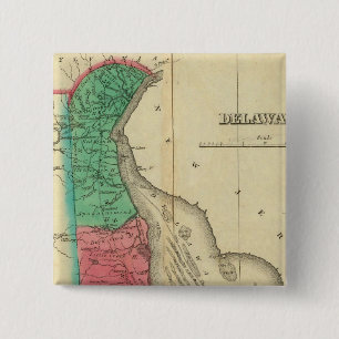 Kaart van Delaware Vierkante Button 5,1 Cm