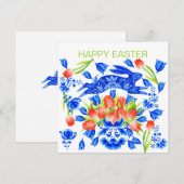 Kaart van delft en tulpen konijn (Voorkant / Achterkant)