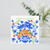 Kaart van delft en tulpen konijn (Staand voorkant)