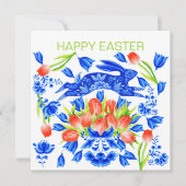 Kaart van delft en tulpen konijn (Voorkant)