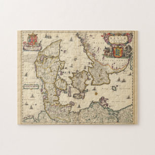 kaart van Denemarken (1690) Legpuzzel