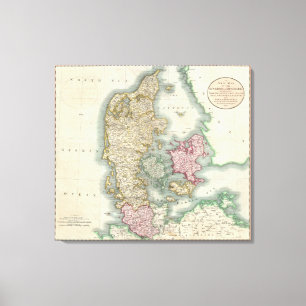  kaart van Denemarken (1801) Canvas Afdruk
