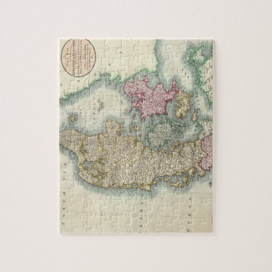  kaart van Denemarken (1801) Legpuzzel (Verticaal)