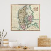  kaart van Denemarken (1801) Poster (Keuken)
