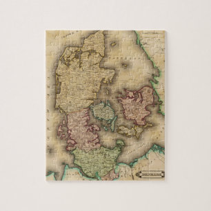 kaart van Denemarken (1831) Legpuzzel