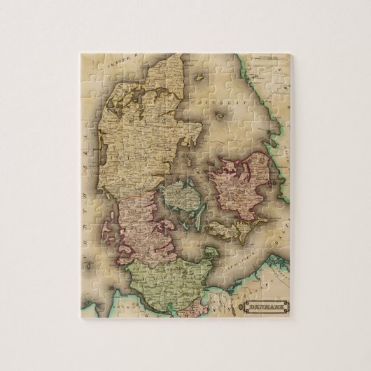  kaart van Denemarken (1831) Legpuzzel (Verticaal)