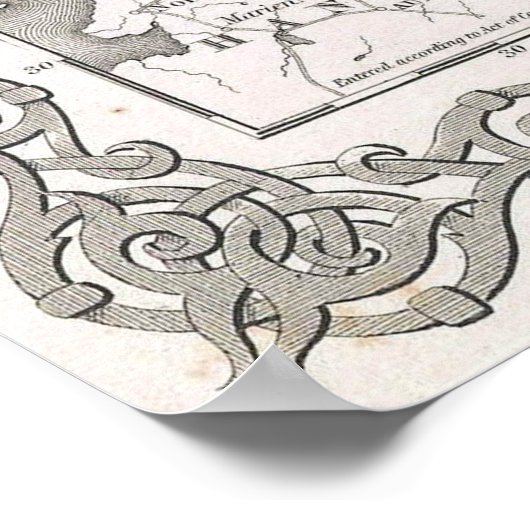  kaart van Denemarken (1855) Poster (Hoek)