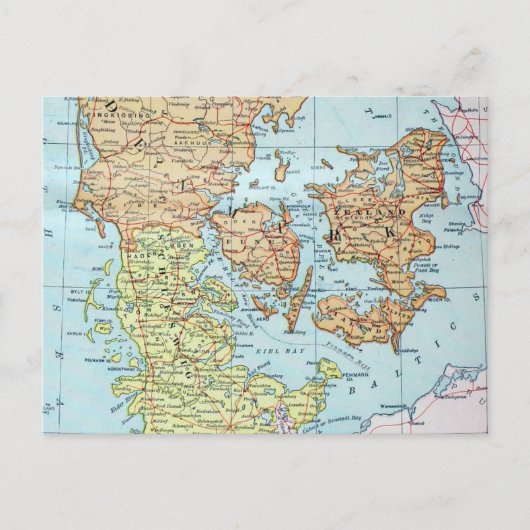  kaart van Denemarken (1905) (Voorkant)