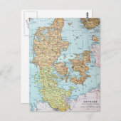  kaart van Denemarken (1905) (Voorkant / Achterkant)