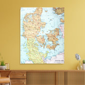 kaart van Denemarken (1905) Canvas Afdruk (Insitu (Woonkamer))