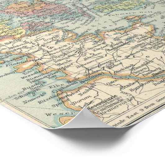  kaart van Denemarken Poster (Hoek)