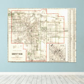  kaart van Denver Colorado (1920) Canvas Afdruk (Insitu (Houten vloer))
