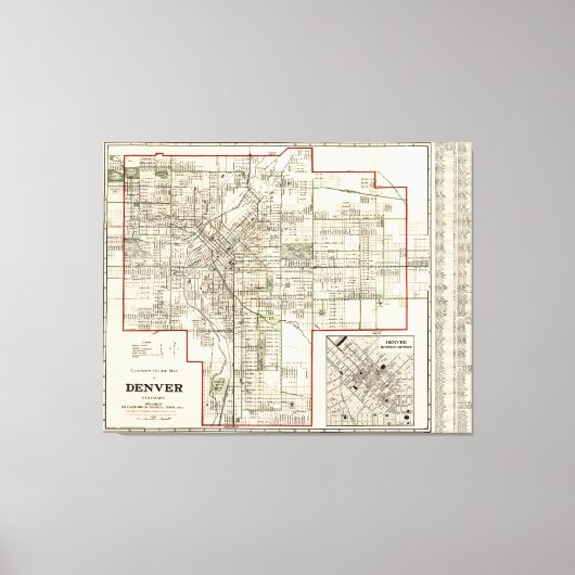  kaart van Denver Colorado (1920) Canvas Afdruk (Voorkant)