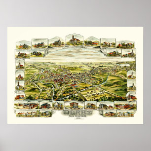Kaart van Derry, New Hampshire uit 1898 Poster