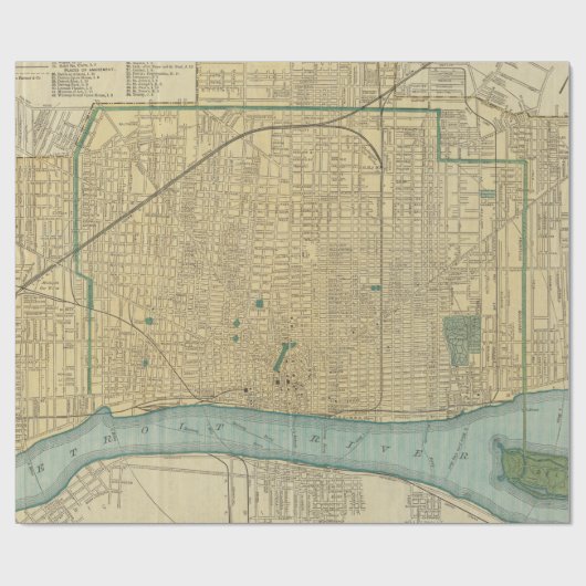  kaart van Detroit Michigan (1895) Cadeaupapier (Vlak)