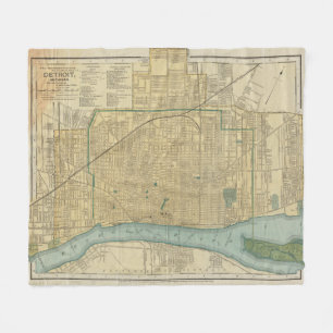  kaart van Detroit Michigan (1895) Fleece Deken
