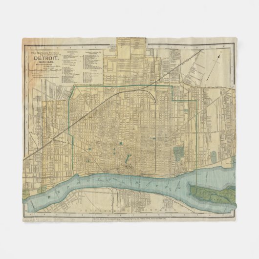  kaart van Detroit Michigan (1895) Fleece Deken (Voorkant (Horizontaal))