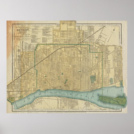  kaart van Detroit Michigan (1895) Poster (Voorkant)