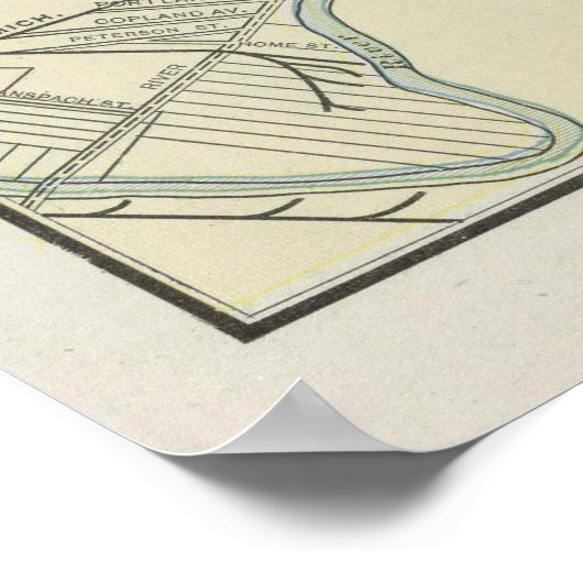  kaart van Detroit Michigan (1901) Poster (Hoek)