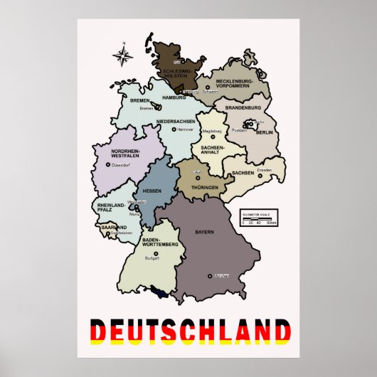 KAART VAN DEUTSCHLAND POSTER (Voorkant)