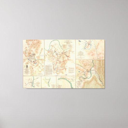  kaart van diverse burgeroorlogsslagvelden (1895) canvas afdruk (Voorkant)