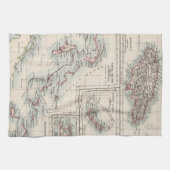  kaart van diverse Caribische eilanden (1906) Theedoek (Horizontaal)