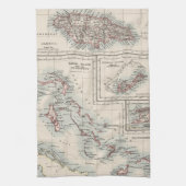  kaart van diverse Caribische eilanden (1906) Theedoek (Verticaal)