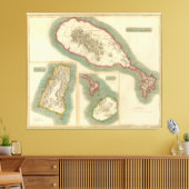  kaart van diverse eilanden in het Caribisch gebie Canvas Afdruk (Insitu (Woonkamer))