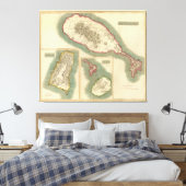  kaart van diverse eilanden in het Caribisch gebie Canvas Afdruk (Insitu (Slaapkamer))