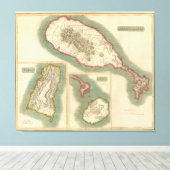  kaart van diverse eilanden in het Caribisch gebie Canvas Afdruk (Insitu (Houten vloer))