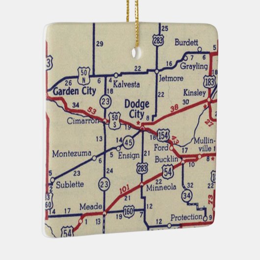  kaart van Dodge City KS Keramisch Ornament (Rechts)