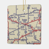  kaart van Dodge City KS Keramisch Ornament (Links)