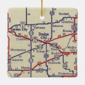  kaart van Dodge City KS Keramisch Ornament (Achterkant)