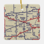  kaart van Dodge City KS Keramisch Ornament (Voorkant)