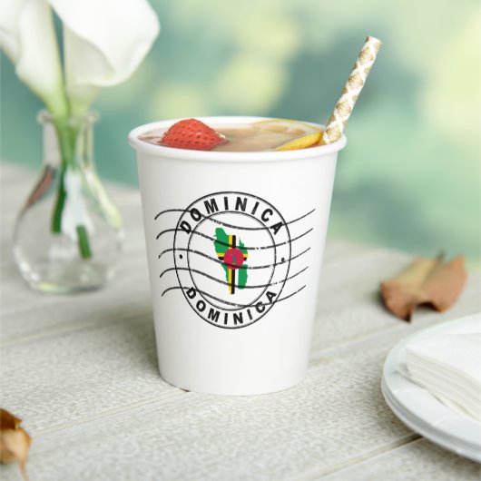 Kaart van Dominica, poststempel Papieren Bekers (Insitu)