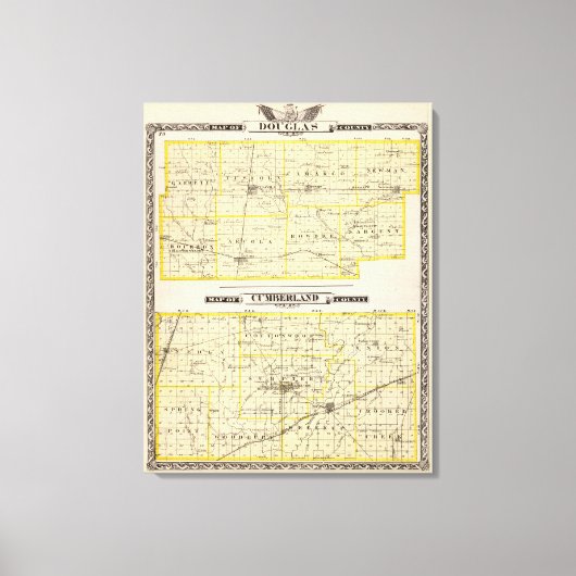 Kaart van Douglas County Map of Cumberland County Canvas Afdruk (Voorkant)