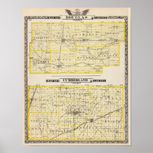 Kaart van Douglas County Map of Cumberland County Poster (Voorkant)