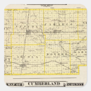 Kaart van Douglas County Map of Cumberland County Vierkante Sticker