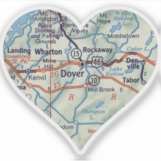 Kaart van Dover NJ 50 Sticker (Voorkant)