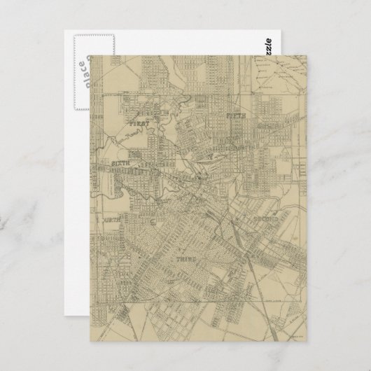  kaart van Downtown Houston (1913) (Voorkant / Achterkant)